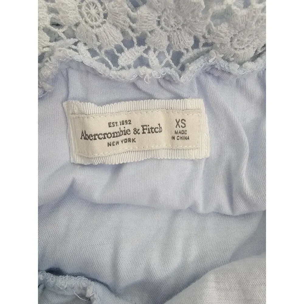 Abercrombie & Fitch Dress XS Asymmetric High Low Crochet Blue Cottage Bohemian